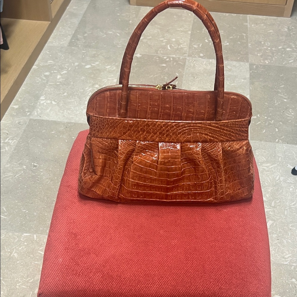 Nancy Gonzalez Tan Crocodile Shoulder Bag